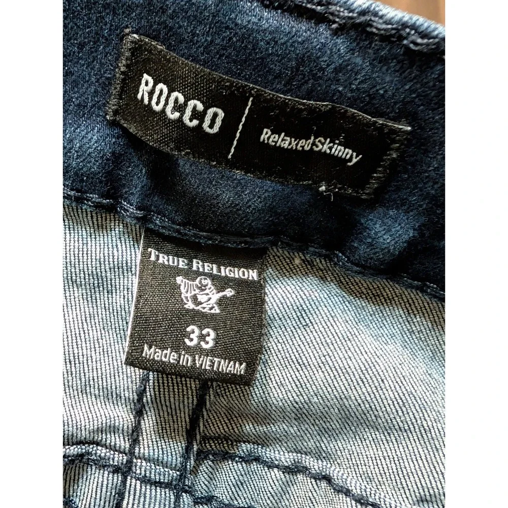 True Religion Rocco Relaxed Skinny Jeans Mens Size 33‎ Dark Wash Denim READ